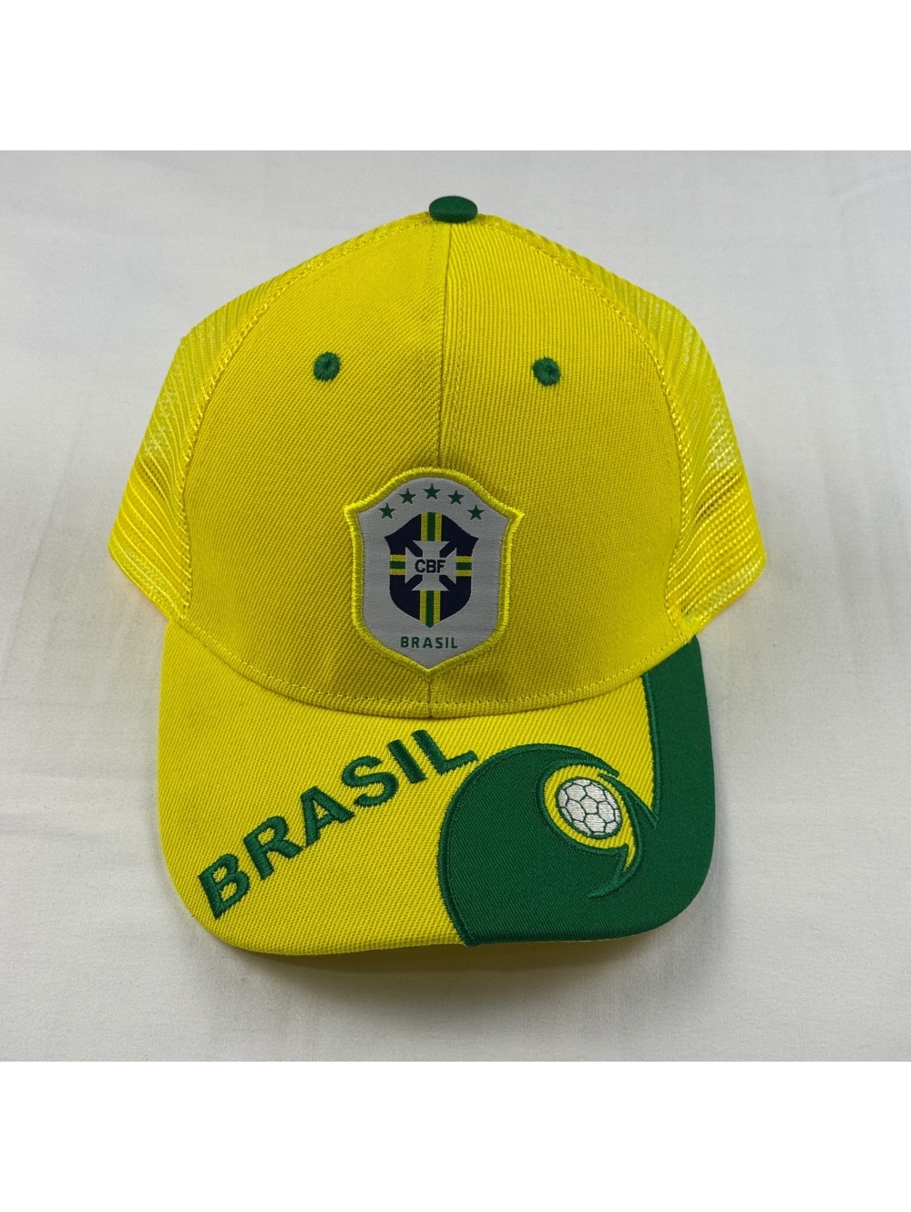 *NEW* BRASIL Yellow and Green Mesh Baseball Cap Hat SnapBack Adjustable OS